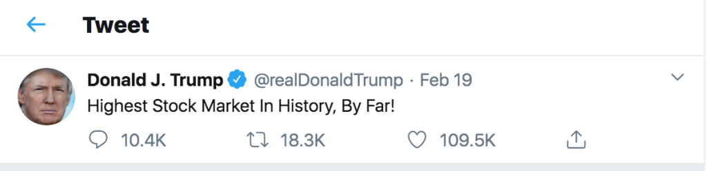 Trump tweet about the stock market